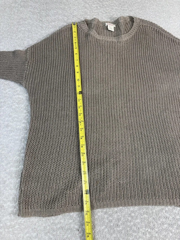 Suéter Demylee Mujer Pequeño Marrón Taupe 100% Lino Tejido Pullover Ligero Foto 3 de 4