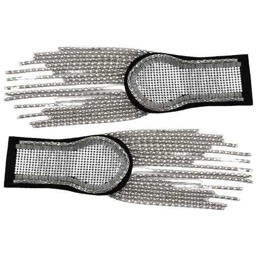 Unisex Women Men Tassel Fringe Epaulets 1Pair Studded Pads Banquet Shiny DIY - Foto 5 di 31