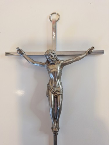 Vintage Silver Tone Crucifix Cross Jesus Christ INRI Wall Hanging Detailed - Picture 3 of 5