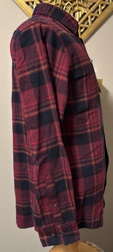 Eddie Bauer Flannel Shirt Men's Large Burgundy Cotton Button Down - Picture 2 of 10