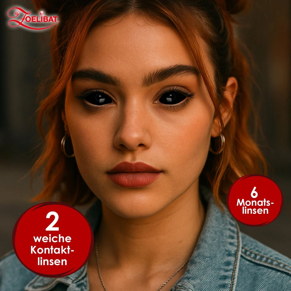 Zoelibat Eyecatcher Sclera 6 Monats-Kontaktlinsen Black Eye Karneval Halloween - Bild 2 von 4