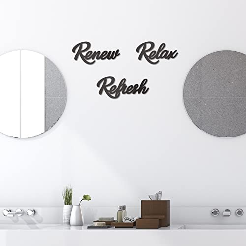 3 Stück Bad Deko Holz Badschild Relax Renew Refresh Schild () schwarz - Bild 6 von 7