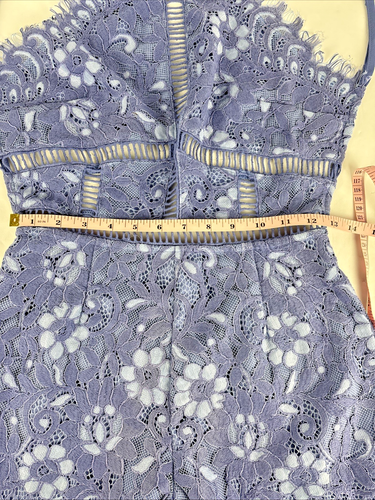 NBD Alijah Women's Revolve Backless Blue Floral Lace Romper Size Small - Picture 9 of 9