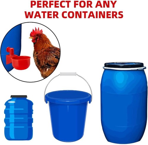 Little Family Members Red Poultry Gravity Water Cups Automatic Drinker 4-Pack - Picture 4 of 6