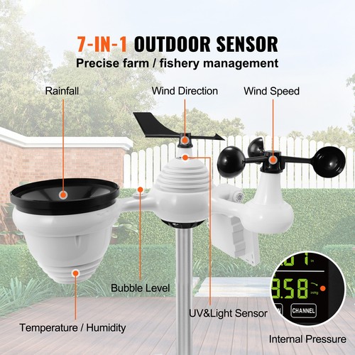 Profi WLAN-Wetterstation 7-in-1 solarbetrieben Wettercenter 7,5" Display - Bild 2 von 12