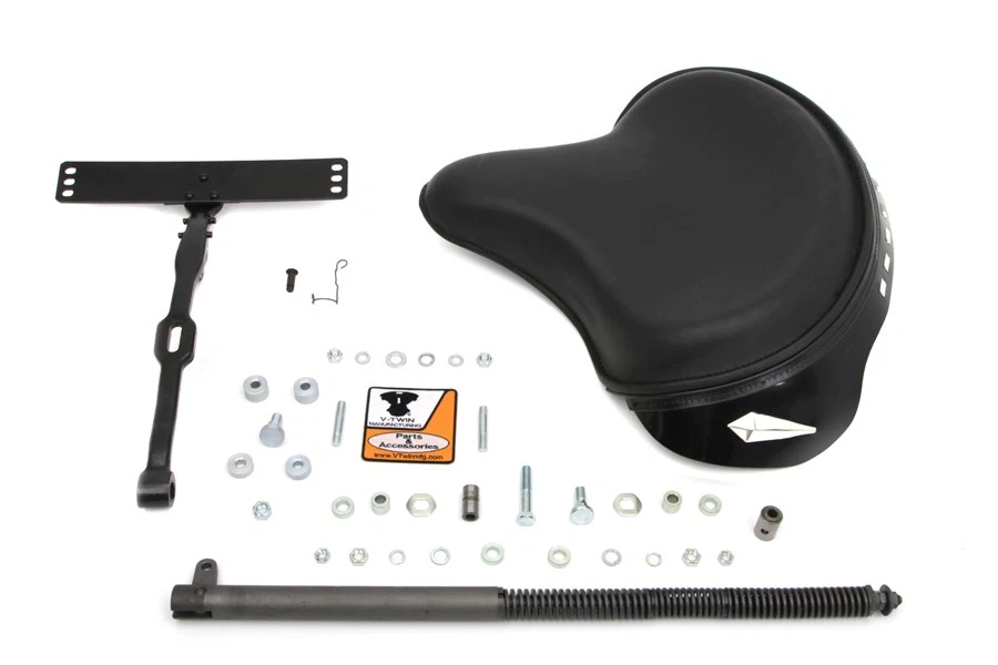 Black Leather Deluxe Solo Seat Kit fits Harley Davidson - Image 4 of 4