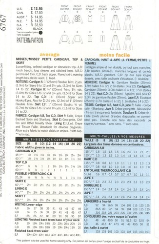 Butterick 6767 Formal Cardigan, Evening Gown Sleeveless Top & Flared Skirt 12-16 - Afbeelding 2 van 5