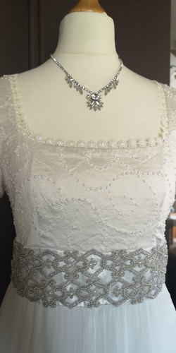 Regency Style Silk Evening Gown. Hand Made, UK 6-8, Costume 32-33 Bust, Petite - Picture 2 of 9