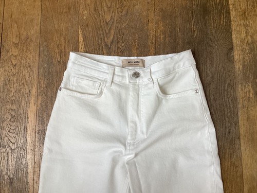 Mos Mosh Straight Verti Fair Jeans Cream Off White Size 25 Frayed Hem - Picture 3 of 22