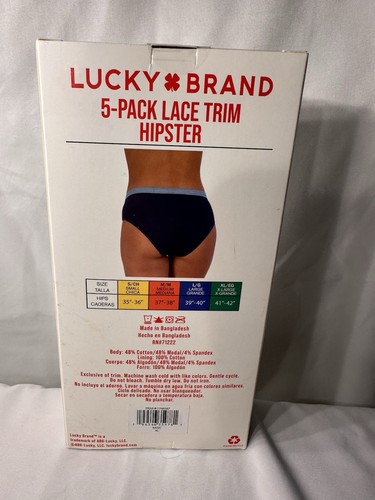 LUCKY BRAND Women's Underwear 5-Pack Lace Trim Hipster, size XL - Picture 2 of 2