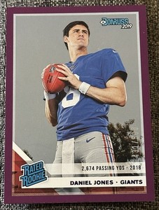 2019 Donruss Daniel Jones Rated Rookie Purple Stat Line #/500 Giants Colts