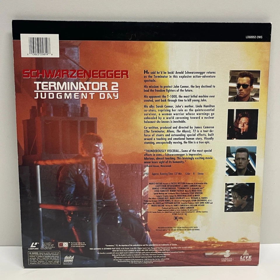 Terminator 2 Judgment Day LaserDisc James Cameron Arnold Schwarzenegger TESTED! - Image 2 of 4