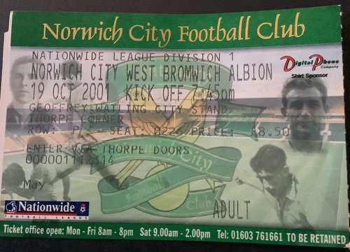 Norwich City v West Bromwich Albion Division One 19/10/01 - Picture 3 of 5