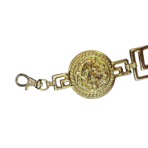 Lion Head Exp Belt Gold Tone Vintage Korea Chain Statement Greek Key Chunky Glam - Picture 8 of 11
