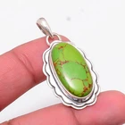 Copper Green Turquoise Gemstone 925 Sterling Silver Pendant 1.65" P10890123832