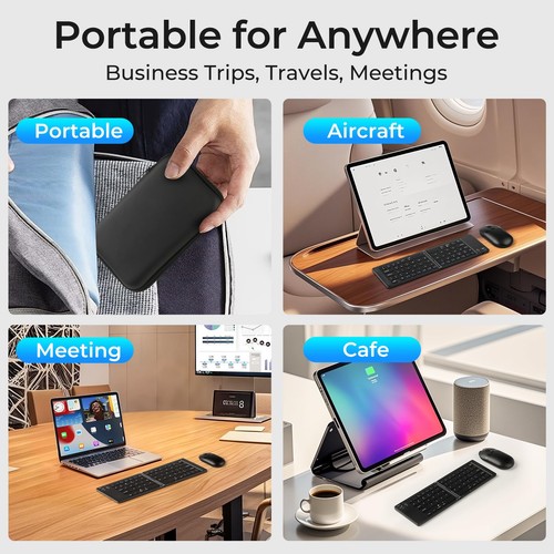 Foldable Keyboard and Mouse, 2.4G Wireless+Dual Bluetooth5.0 Folding Keyboard... - Picture 6 of 7