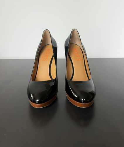 KORS Michael Kors Julian Platform Pumps Black Tan Patent Leather Size 8 $295! - Picture 5 of 5