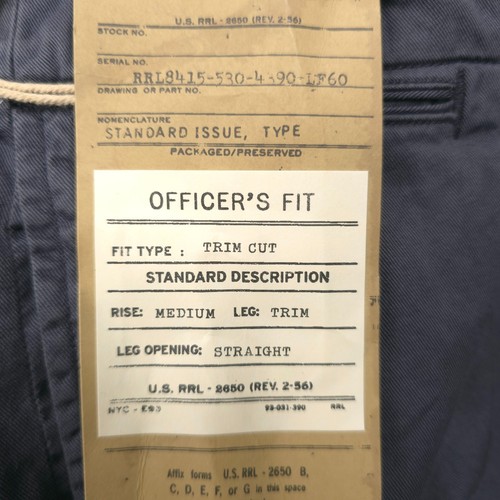 RRL Ralph Lauren Blue Trim Cut Officer Twill Chino Pants Mens Size 34 X 32 - Picture 11 of 13