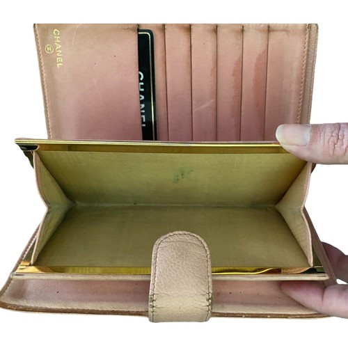 Chanel CC Pink Caviar Leather Bifold Snap Wallet Authentic - Picture 12 of 12