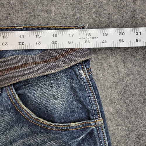 Arizona Jeans Mens 34x30 Blue Denim Belted Waist Casual Low Rise Bootcut Leg - Picture 9 of 13