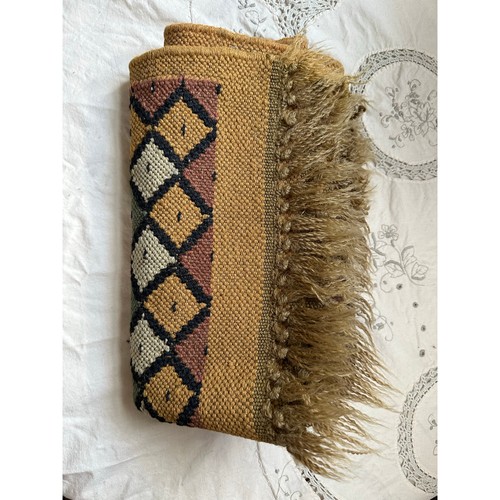 Vintage Türkischer Kelim Teppich Boho Aztekenteppich 37x25" Wolle Jute Natur Gewebt - Bild 11 von 19