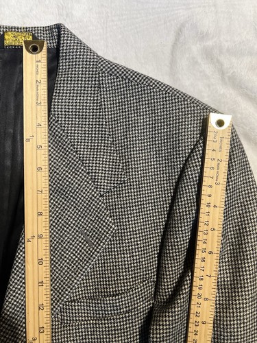 Vtg Bachrach 40R Black White Houndstooth Tweed Blazer Sport Jacket 3/2 Roll - Picture 15 of 17
