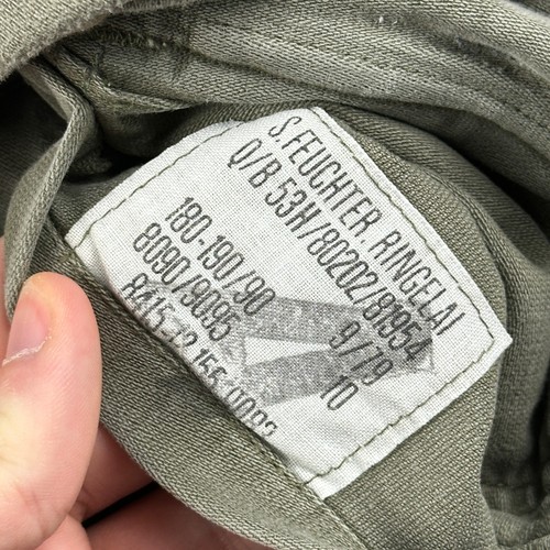 Vintage German Moleskin Army Jacket Adult Size 10 Olive Green Military 70s - Picture 3 of 12