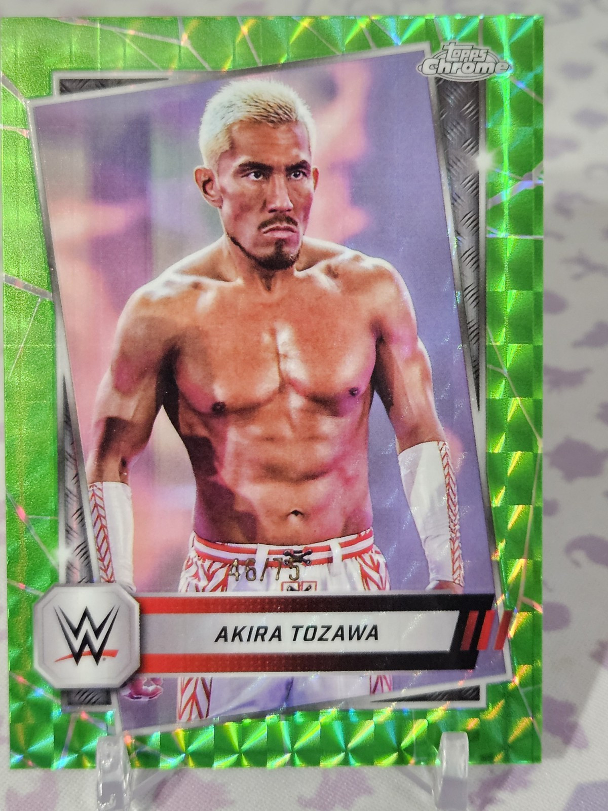2025 Topps Chrome WWE Akira Tozawa Green Geometric 46/75