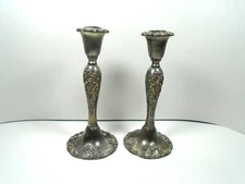 GODINGER SILVER PLATED ART CO. ORNATE CANDLESTICKS BAROQUE GRAPE PATTERN