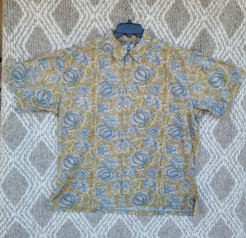 Kahala Hawaiian Camp Shirt Mens XL Green Floral Tropical Aloha Cotton Beach - Picture 1 of 10