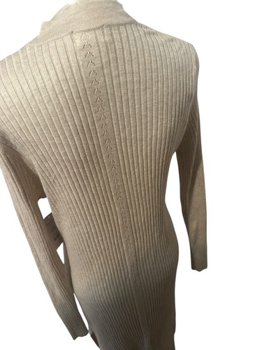 Time and Tru Women's Pointelle Rib Duster Sweater Long Sleeve Oatmeal LG 12-14 - Picture 5 of 12