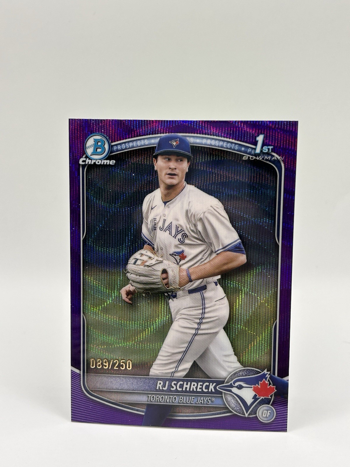 2025 Bowman Chrome RJ Schreck Purple Wave Refractor 1st Prospect # /250 Blue Jay
