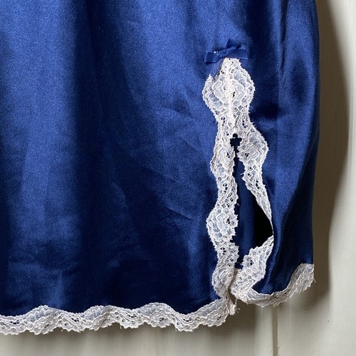 Vintage Victorias Secret Y2K Blue Satin Lace Slip Dress Negligee Women M Strappy - Picture 3 of 8