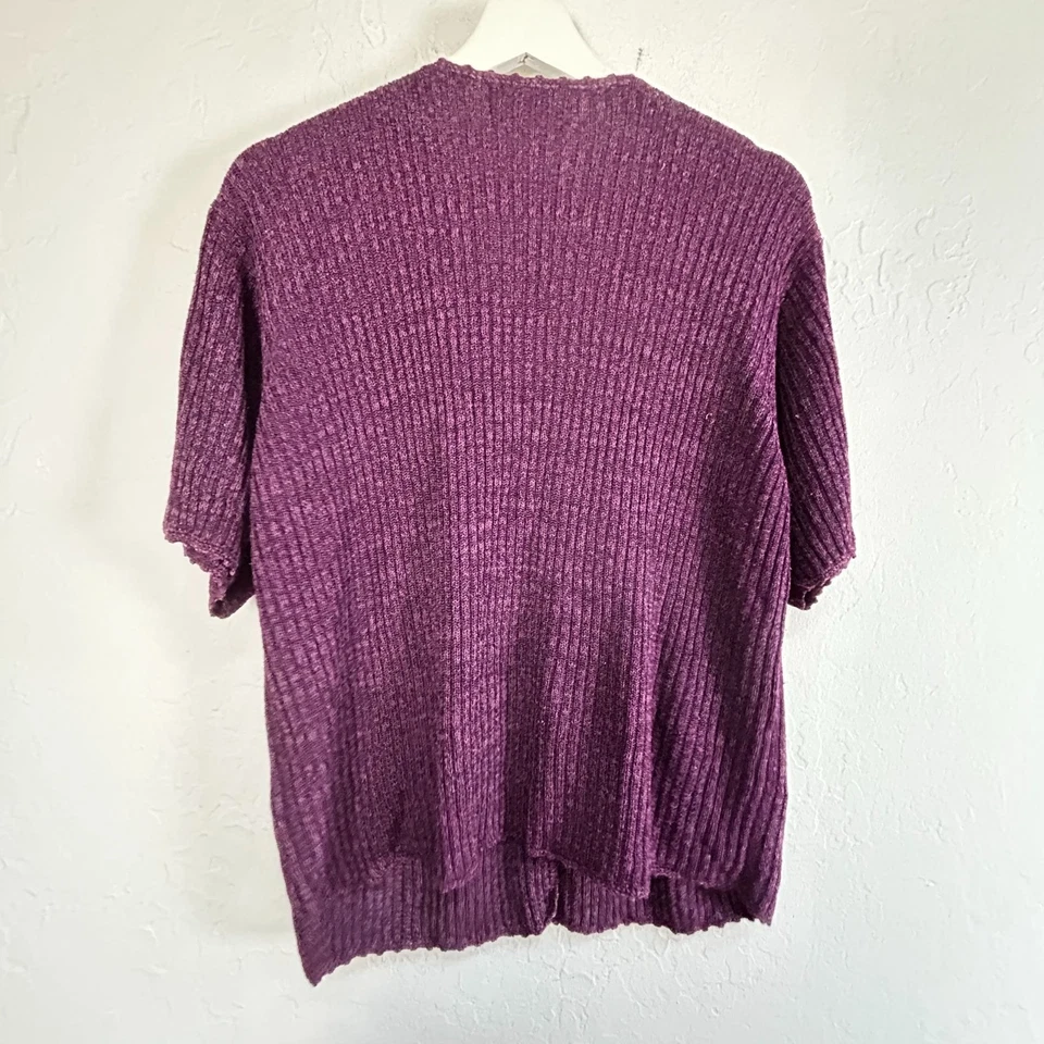 Prophecy By Sag Harbor Womens Purple Knit Cardigan Sweater 2X Silk Blend Buttons - Image 2 of 4