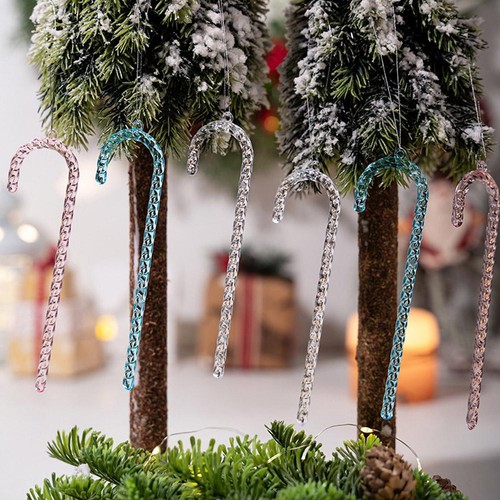 -6pcs Christmas Tree Hanging Pendants Acrylic Ice Strip Ceiling Xmas Orname - Bild 5 von 24
