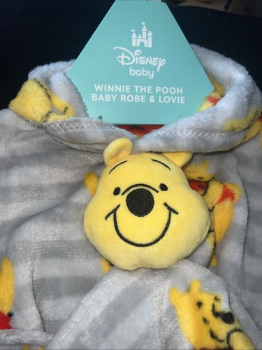 Disney Baby Winnie the Pooh Robe & Lovey Plush Blanket NEW w TAGS 0-12 Months - Picture 3 of 5