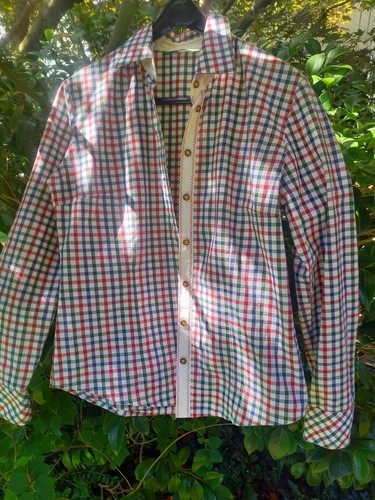 Arido Trachtenbluse, kariert, 100% Baumwolle, 1/1 Ärmel, Hornknöpfe, Gr.36