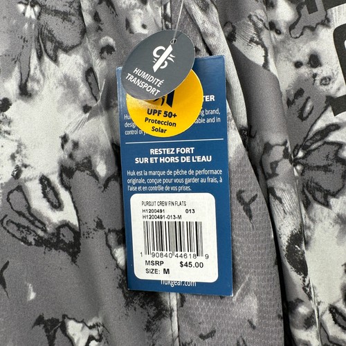 HUK Performance Long Sleeve UPF+ 50 Pursuit Fin Flats Tech Crewneck Pullover MED - Picture 5 of 6