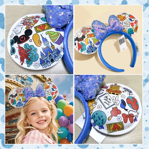 Disney- Parks Minnie Mouse Ears Play in the Park WDW Castle Sequin Bow Headband - Picture 6 of 9