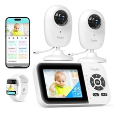 Smart Baby Monitor with 2 Cameras and Audio,App,Long Range,Night Vision,Tempe...