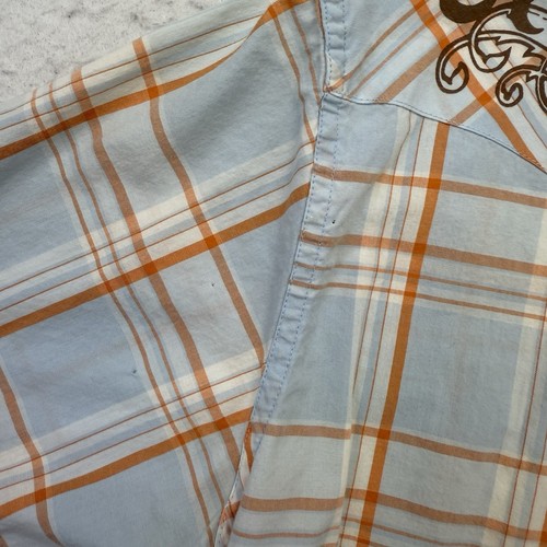 Aeropostale Western Mens Medium M Blue Orange Plaid Pearl Snap Vintage Y2K - Picture 12 of 12