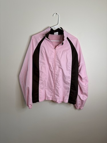 Danskin XL Windbreaker pink braun durchgehender Reißverschluss Damen gebraucht, in einwandfreiem Zustand verstaubar Reise H4 - Bild 1 von 7