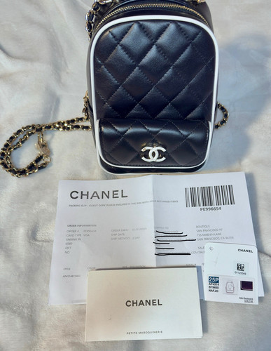 Rare New CHANEL MINI BACKPACK BAG Crossbody BLACK WHITE TRIM 25P AP4514 Auth - Picture 2 of 24