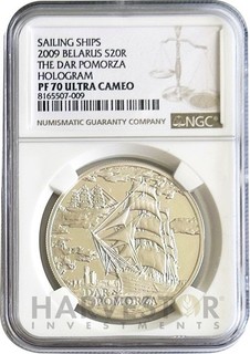 2009 Belarus S20R Sailing Ships The Dar Pomorza Silver Coin NGC PF70 Ultra Cameo