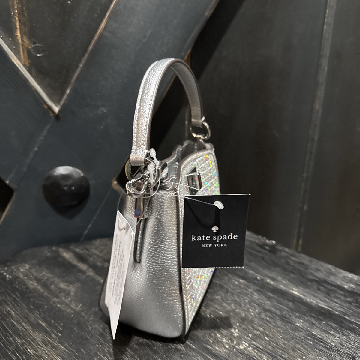 kate spade New York Phoebe Glitter Silver Mini Top Handle