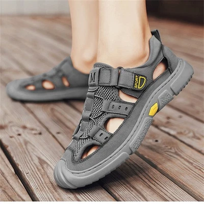 MARKENLOS Herren Sandale Outdoorsandalen Leder Trekkingsandalen Sommer Freizeitschuhe DE