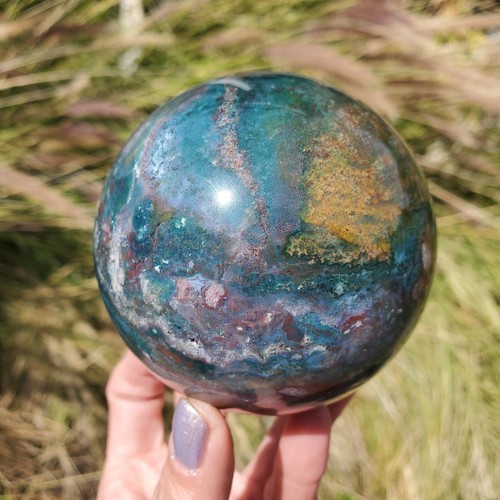 Ocean Jasper Healing Sphere Orb Color Fiesta Party Marine Jasper Ball | A Grade - Foto 8 di 10