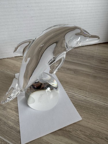 Royal Copenhagen Crystal Dolphin Signed Hadeland 4.5” Clear Beautiful Condition - Picture 2 of 6