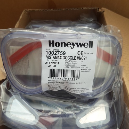 10x Safety Goggles - Honeywell Vistamax VNC21 Dual Clear Lens No Vent Glasses - Picture 2 of 11