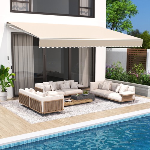 13.1'x8.2' Patio Awning Retractable Awning Cover Sunshade Shelter Outdoor Canopy
